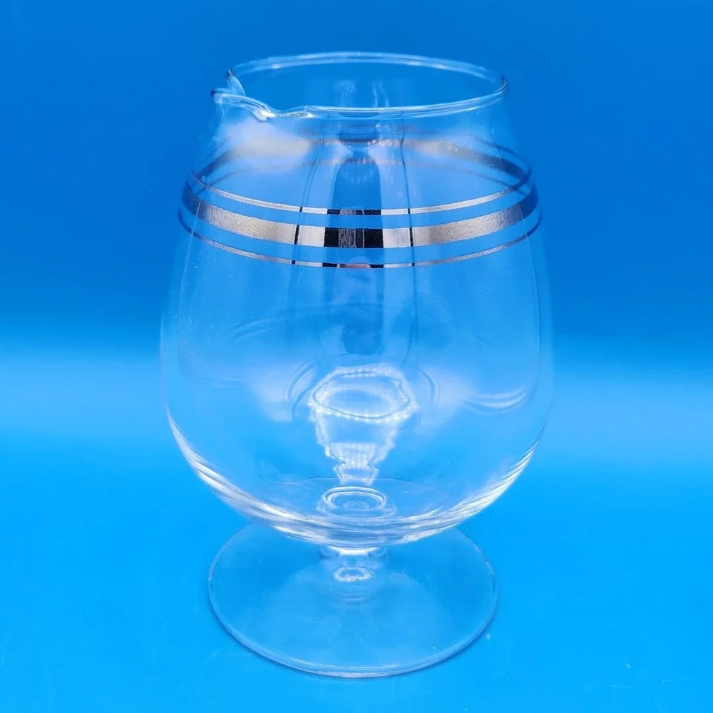 MCM Footed Brandy Snifter Cocktail Pitcher with Spout & Silver banding
